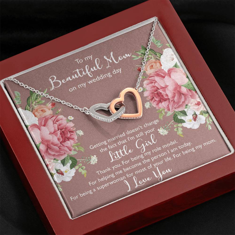 To My Mom Gifts, Thank You, Interlocking Heart Necklace For Women, Wedding Day Thank You Ideas From Daughter