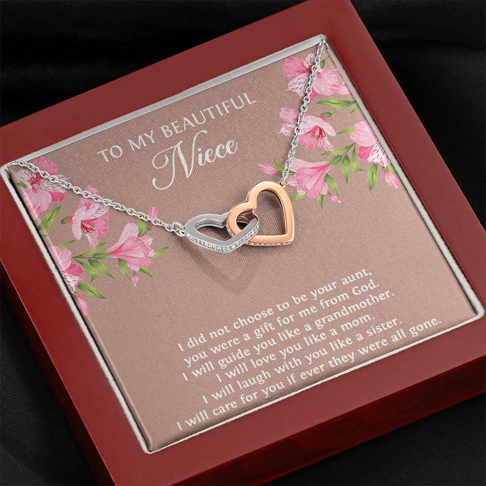 To My Niece  Gifts, You Were A Gift For Me From God, Interlocking Heart Necklace For Women, Birthday Present Idea From Aunt