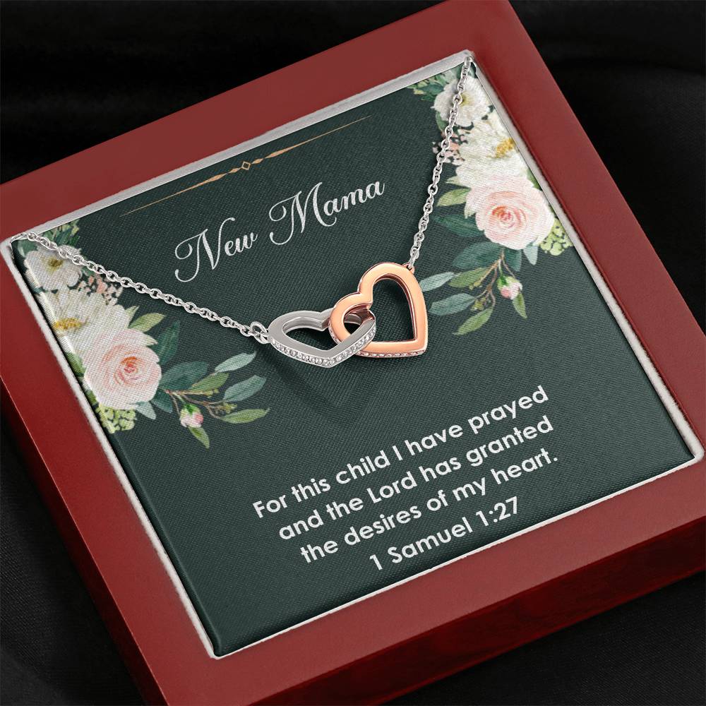 Necklace - For This Child I Have Prayed - Interlocking Hearts | Perfect Gift for Expecting Moms