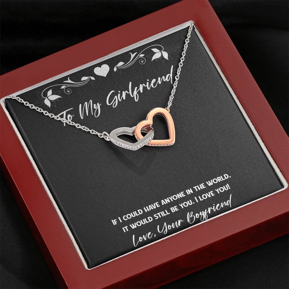 To My Girlfriend, It Would Still Be You, Interlocking Heart Necklace For Women, Anniversary Birthday Valentines Day Gifts From Boyfriend