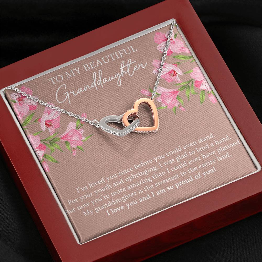 To My Granddaughter Gifts, I’ve Loved You Since Before, Interlocking Heart Necklace For Women, Birthday Present Idea From Grandma Grandpa