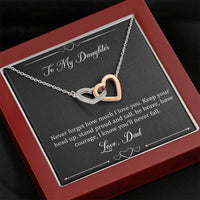 Load image into Gallery viewer, To My Daughter  Gifts, I Love You, Interlocking Heart Necklace For Women, Birthday Present Idea From Dad
