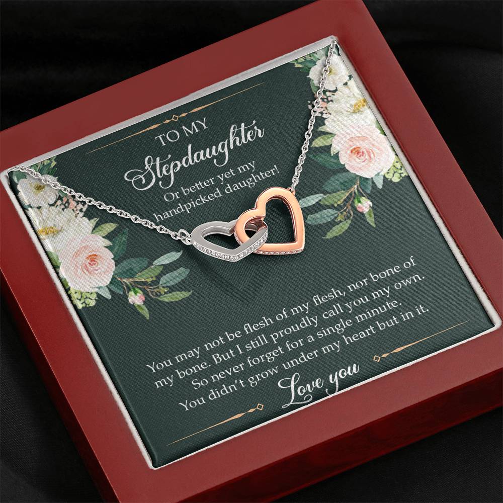 To My Stepdaughter Gifts, You May Not Be Flesh Of My Flesh, Interlocking Heart Necklace For Women, Birthday Present Idea From Stepmom Stepdad