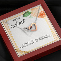 Load image into Gallery viewer, To My Aunt Gifts, A Good Aunt is Like a Pearl, Interlocking Heart Necklace For Women, Aunt Birthday Present From Niece Nephew

