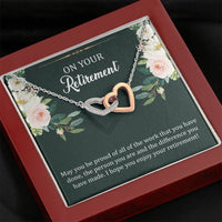 Load image into Gallery viewer, Retirement Gifts, Be Proud, Happy Retirement Interlocking Heart Necklace For Women, Retirement Party Favor From Friends Coworkers
