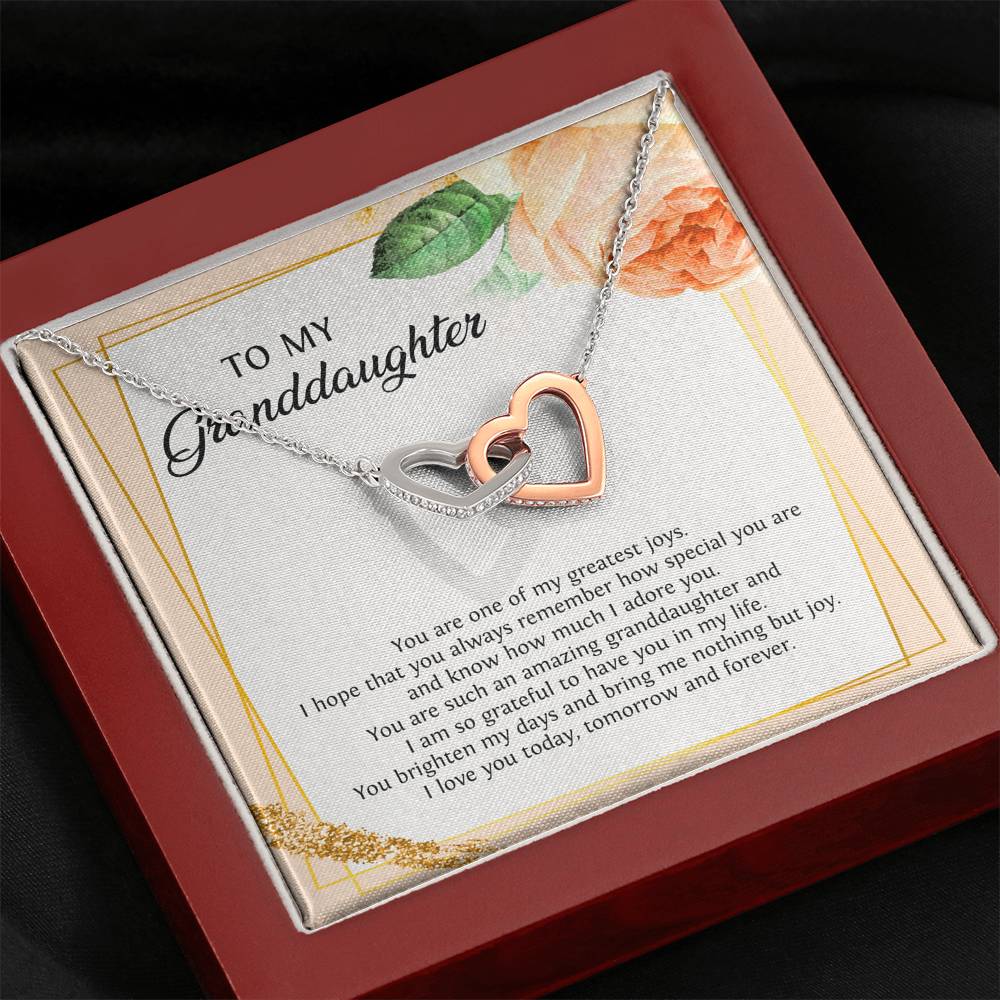 To My Granddaughter Gifts, You Are One Of My Greatest Joys, Interlocking Heart Necklace For Women, Birthday Present Idea From Grandma Grandpa