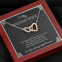 Load image into Gallery viewer, To My Badass Wife, You Will Always Have Me, Interlocking Heart Necklace For Women, Anniversary Birthday Valentines Day Gifts From Husband
