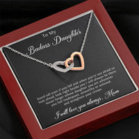 Load image into Gallery viewer, To My Badass Daughter Gifts, Stand Tall Even If You Fall, Interlocking Heart Necklace For Women, Birthday Present Idea From Mom
