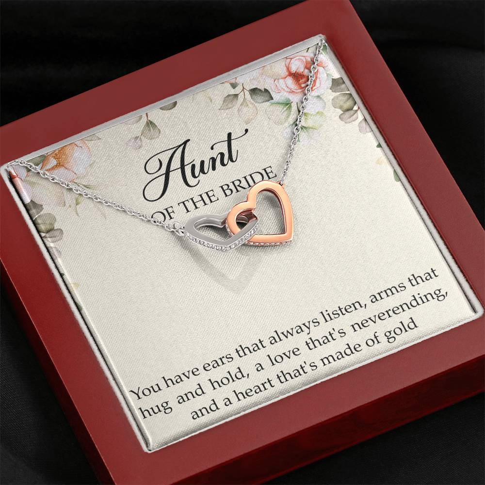 Aunt of the Bride Gifts, You Have Ears That Always Listen, Interlocking Heart Necklace For Women, Wedding Day Thank You Ideas From Bride