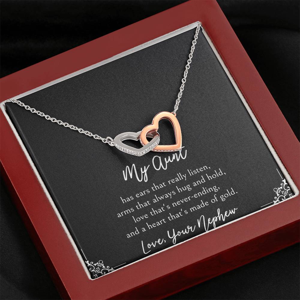 To My Aunt Gifts, Love That's Never Ending, Interlocking Heart Necklace For Women, Birthday Present Idea From Nephew