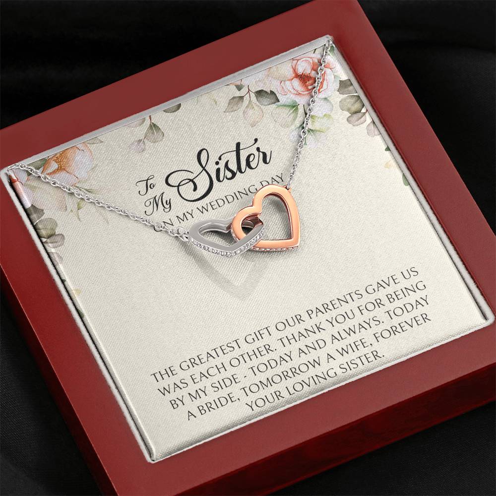 Sister of the Bride Gifts, Forever Your Loving Sister, Interlocking Heart Necklace For Women, Wedding Day Thank You Ideas From Bride
