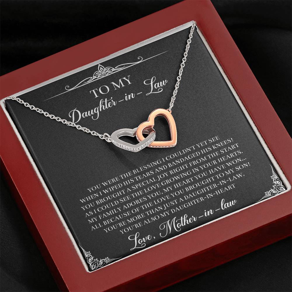 To My Daughter-in-law Gifts, Circle of Strength and Love, Interlocking Heart Necklace For Women, Birthday Present Idea From Mother-in-law