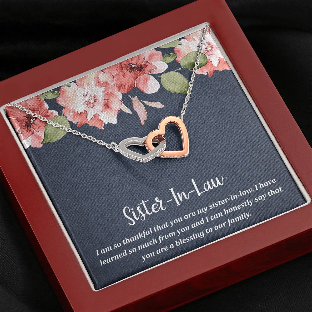 To My Sister-in-law Gifts, I Have Learned So Much from You, Interlocking Heart Necklace For Women, Birthday Present Idea From Sister
