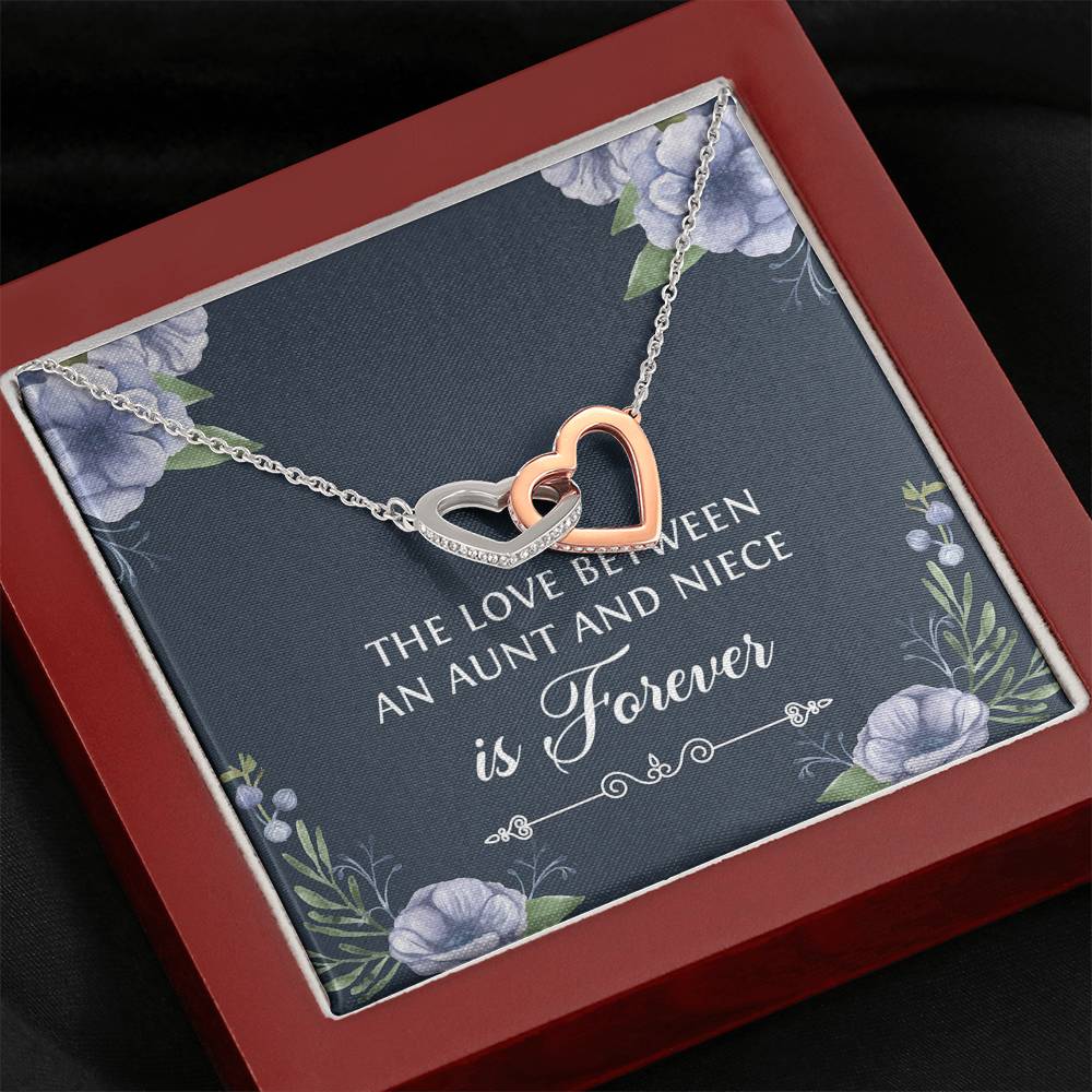 To My Niece  Gifts, The Love Between an Aunt and Niece, Interlocking Heart Necklace For Women, Birthday Present Idea From Aunt