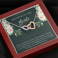 Load image into Gallery viewer, Mom of the Bride Gifts, Today We Become Family, Interlocking Heart Necklace For Women, Wedding Day Thank You Ideas From Groom
