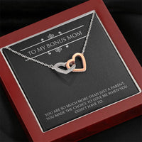 Load image into Gallery viewer, To My Bonus Mom Gifts, More Than Just A Parent, Interlocking Heart Necklace For Women, Birthday Mothers Day Present From Bonus Daughter
