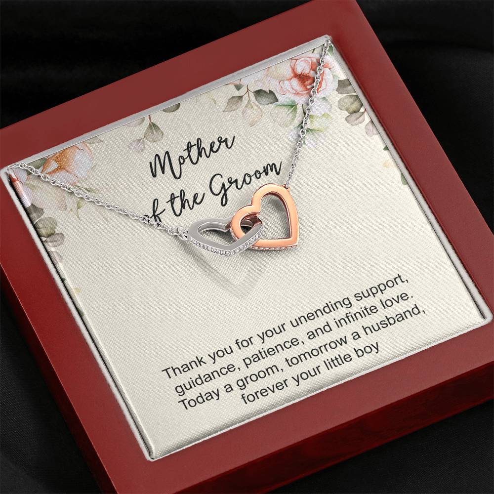 Mom Of The Groom Gifts, Thank You For Your Unending Support, Interlocking Heart Necklace For Women, Wedding Day Thank You Ideas From Groom