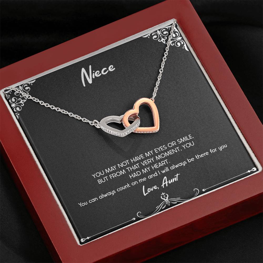 To My Niece  Gifts, You Can Always Count On Me, Interlocking Heart Necklace For Women, Birthday Present Idea From Aunt