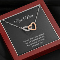 Load image into Gallery viewer, New Mom Interlocking Heart Necklace - For This Child I Have Prayed | Baby Shower Gift

