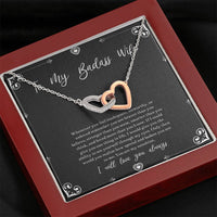 Load image into Gallery viewer, To My Badass Wife, You Are My Sunshine, Interlocking Heart Necklace For Women, Anniversary Birthday Valentines Day Gifts From Husband
