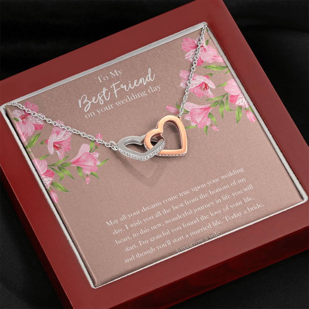Bride Gifts, May All Your Dreams Come True, Interlocking Heart Necklace For Women, Wedding Day Thank You Ideas From Best Friend