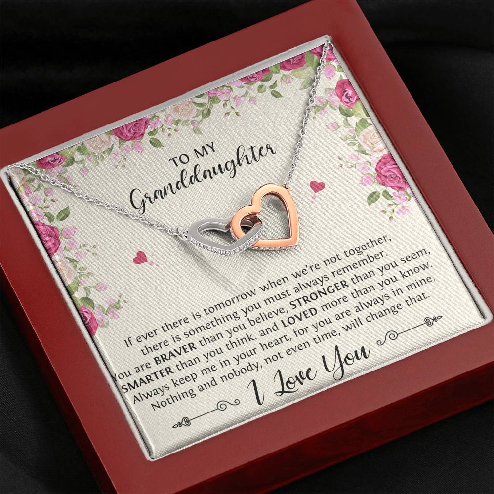 To My Granddaughter Gifts, If Tomorrow We’re Not Together, Interlocking Heart Necklace For Women, Birthday Present Idea From Grandma Grandpa