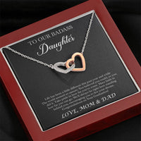 Load image into Gallery viewer, To My Badass Daughter Gifts, Congratulations, Interlocking Heart Necklace For Women, Graduation Present Ideas From Mom Dad
