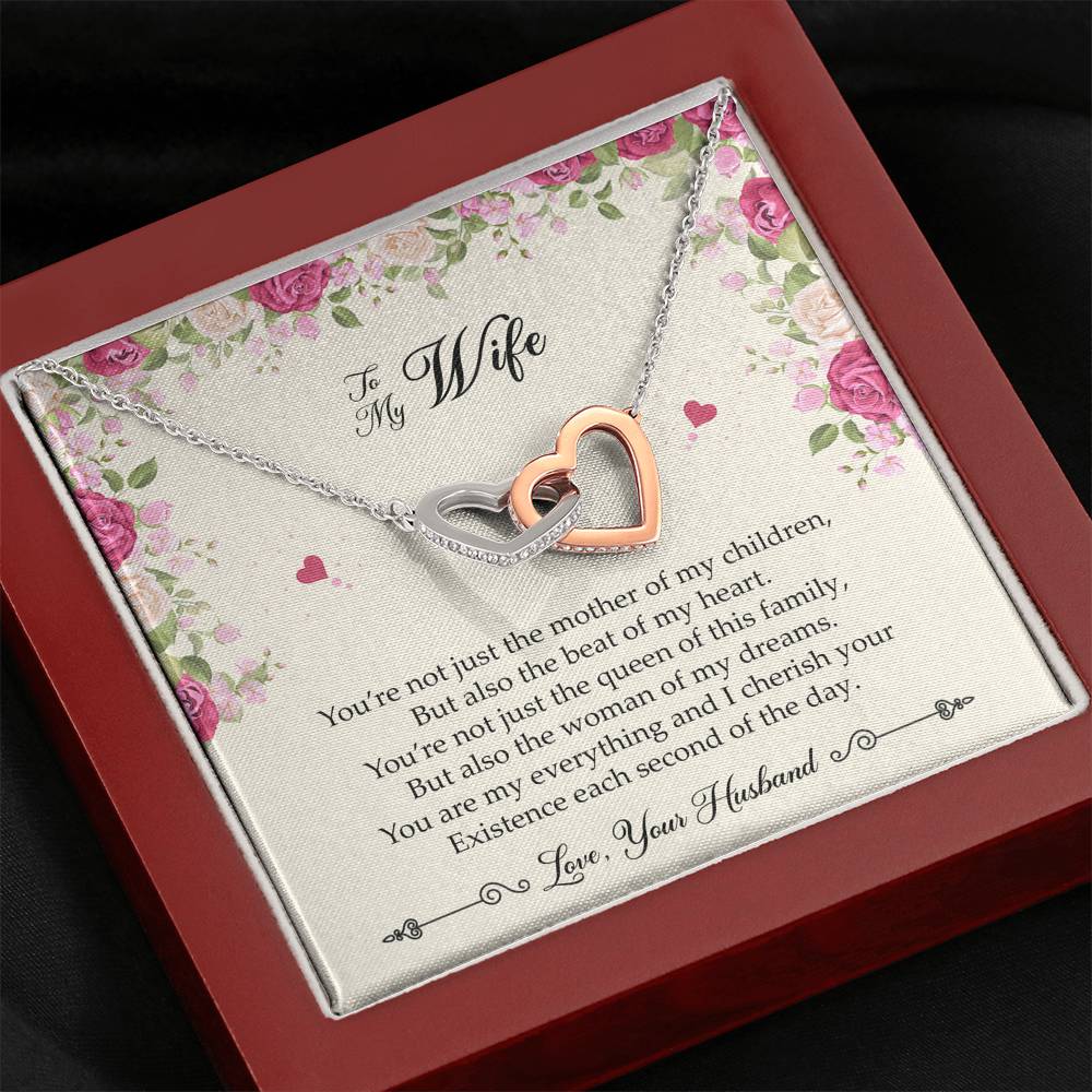 To My Wife, You Are My Everything, Interlocking Heart Necklace For Women, Anniversary Birthday Gifts From Husband