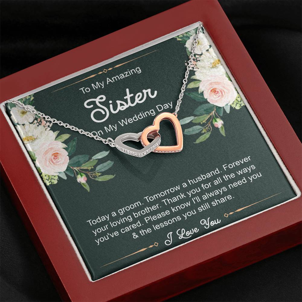 Sister Of The Groom Gifts, Forever Your Loving Brother, Interlocking Heart Necklace For Women, Wedding Day Thank You Ideas From Groom