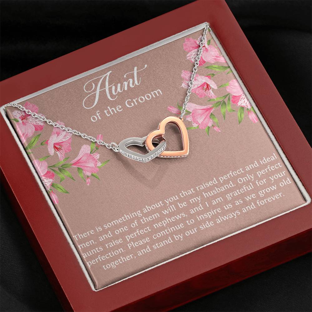 Aunt of the Groom Gifts, Grateful for Your Protection, Interlocking Heart Necklace For Women, Wedding Day Thank You Ideas From Bride