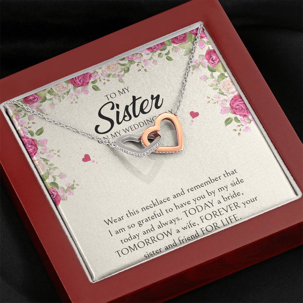Sister of the Bride Gifts, I Am So Grateful To Have You, Interlocking Heart Necklace For Women, Wedding Day Thank You Ideas From Bride