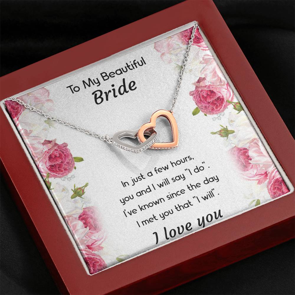 To My Bride Gifts, You And I Will Say I Do, Interlocking Heart Necklace For Women, Wedding Day Thank You Ideas From Groom