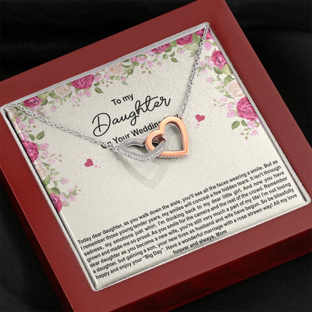 To My Bride Gifts, Enjoy Your Big Day, Interlocking Heart Necklace For Women, Wedding Day Thank You Ideas From Mom