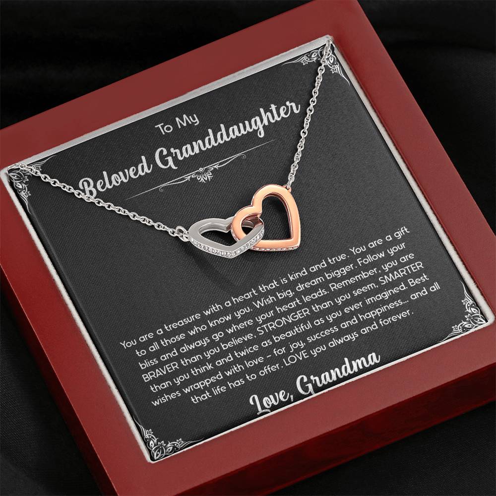 To My Granddaughter Gifts, You Are A Gift, Interlocking Heart Necklace For Women, Birthday Present Idea From Grandma