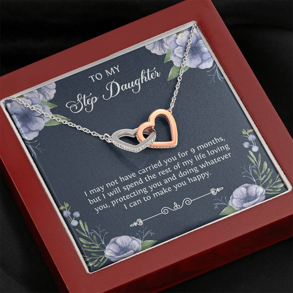 To My Stepdaughter Gifts, I May Not Have Carried You For 9 Months, Interlocking Heart Necklace For Women, Birthday Present Idea From Stepmom