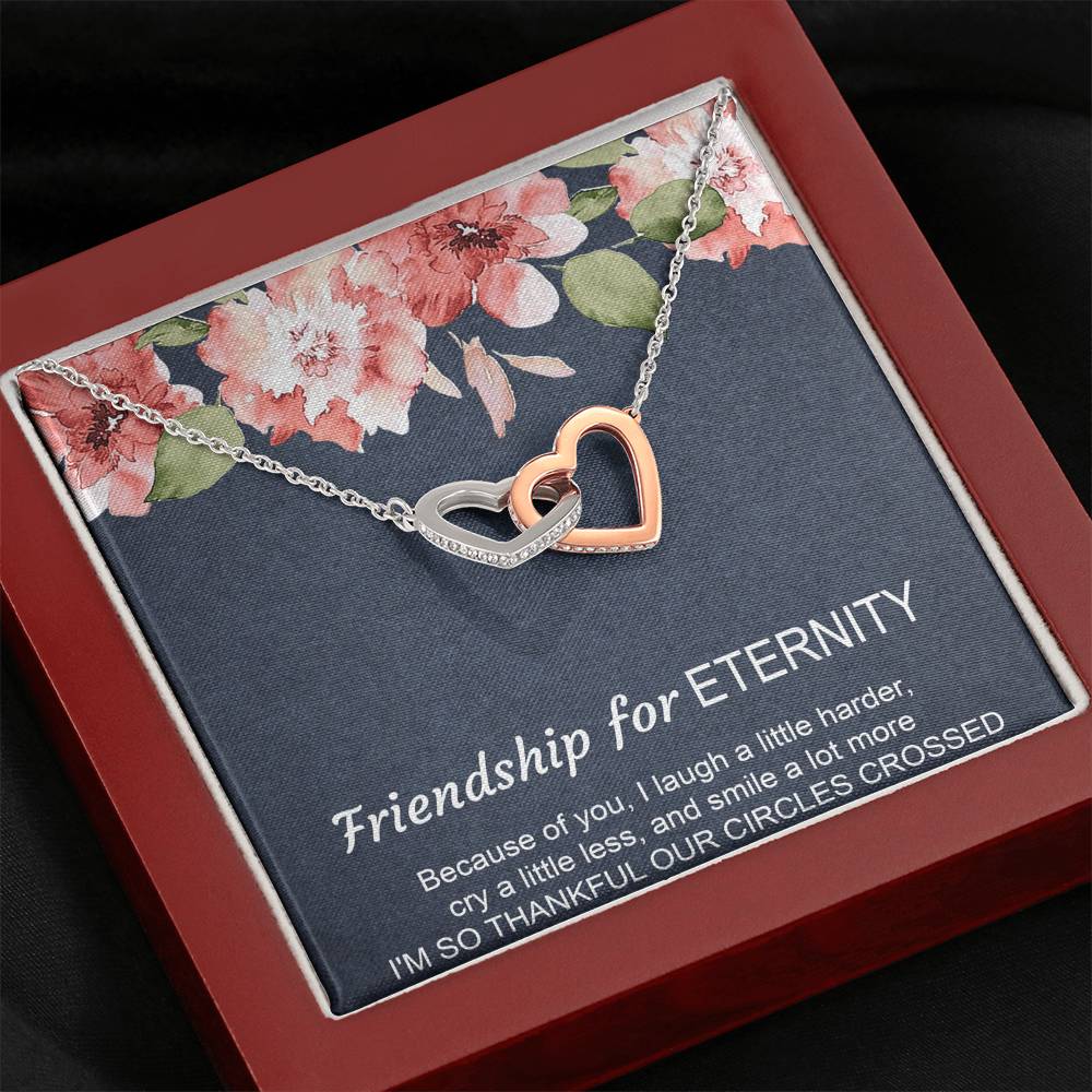 To My Best Friend Gifts, Friendship For Eternity, Interlocking Heart Necklace For Women, Birthday Present Idea From Bestie