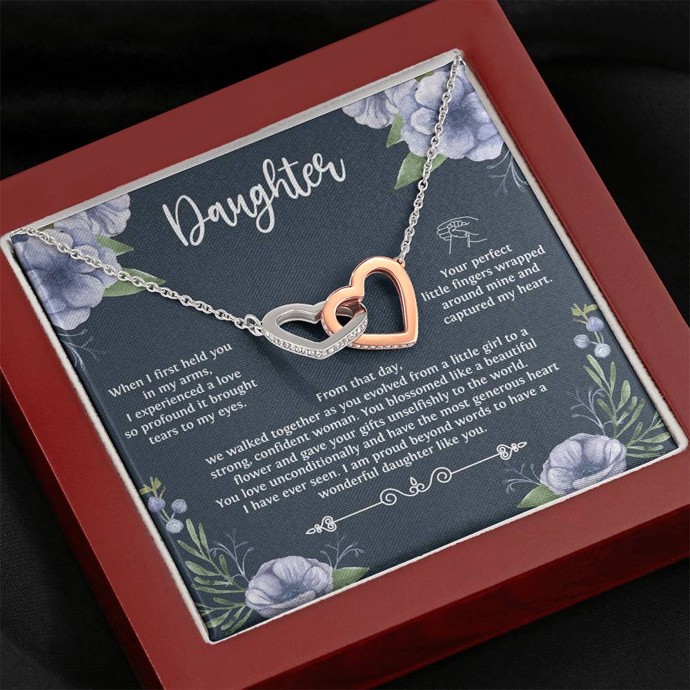 To My Daughter Gifts, When I First Held You In My Arms, Interlocking Heart Necklace For Women, Birthday Present Ideas From Mom Dad