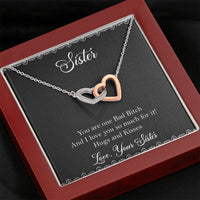 Load image into Gallery viewer, To My Badass Sister Gifts, Hugs And Kisses, Interlocking Heart Necklace For Women, Birthday Present Idea From Sister
