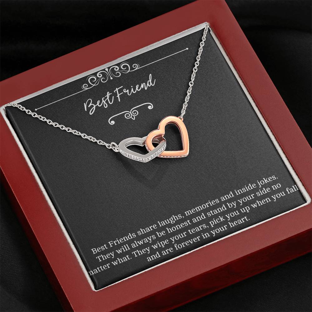 To My Friend Gifts, Forever In Your Heart, Interlocking Heart Necklace For Women, Birthday Present Idea From Bestie