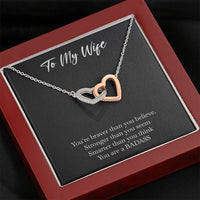 Load image into Gallery viewer, To My Badass Wife, Braver Than You Believe, Interlocking Heart Necklace For Women, Anniversary Birthday Valentines Day Gifts From Husband
