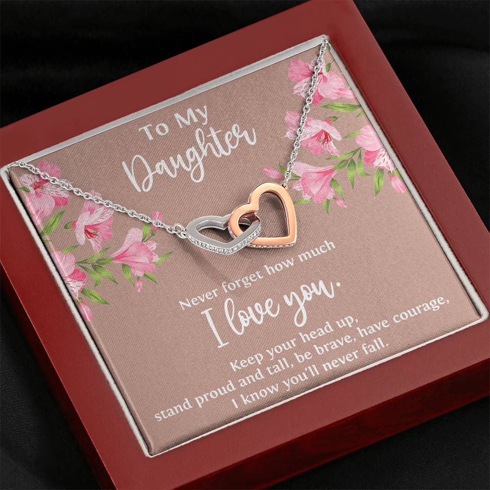 To My Daughter Gifts, Never Forget How Much I Love You, Interlocking Heart Necklace For Women, Birthday Present Ideas From Mom Dad