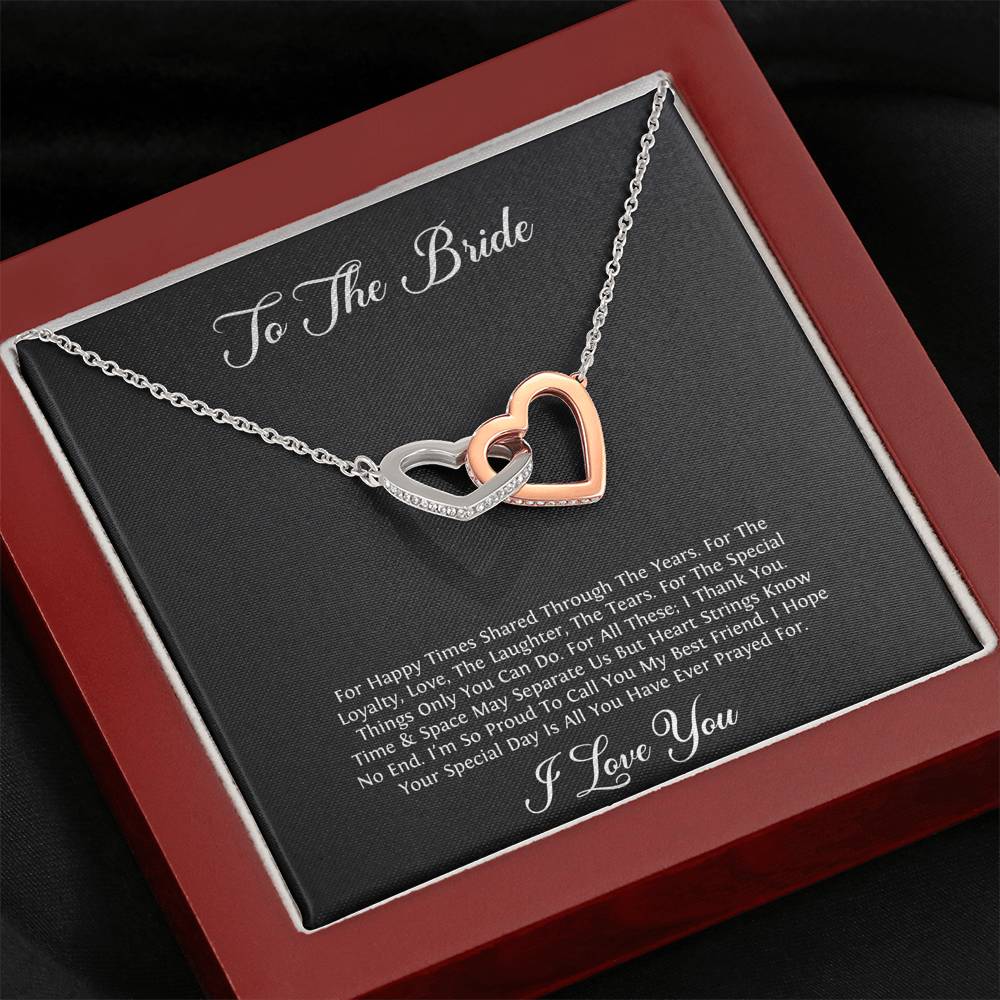 To My Bride Gifts, I Thank You, Interlocking Heart Necklace For Women, Wedding Day Thank You Ideas From Best Friend