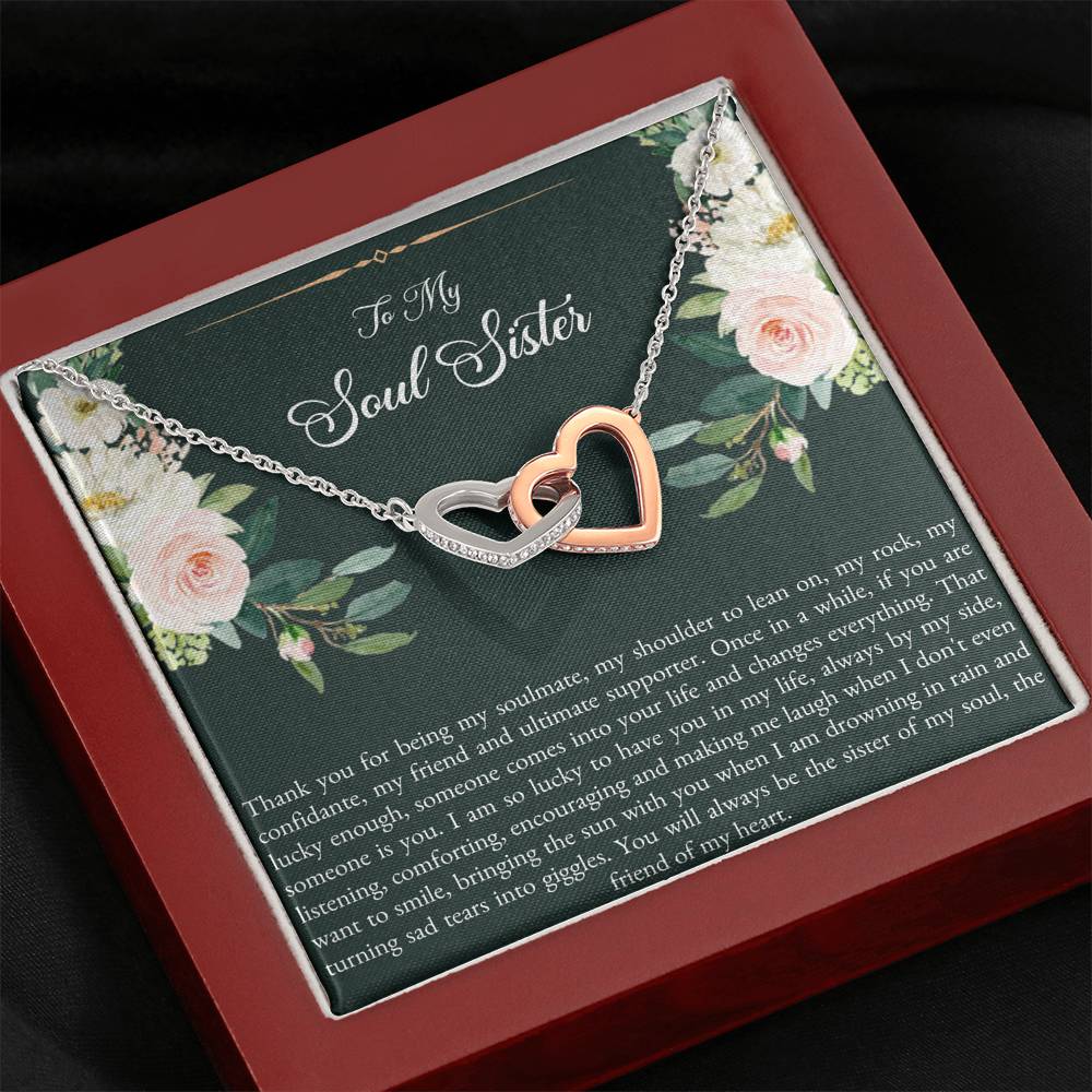 To My Best Friend Gifts, To My Soul Sister, Interlocking Heart Necklace For Women, Birthday Present Idea From Bestie