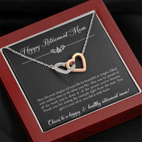 Load image into Gallery viewer, Mom Retirement Gifts, Next Chapter, Happy Retirement Interlocking Heart Necklace For Women, Retirement Party Favor From Daughter Son

