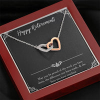 Load image into Gallery viewer, Retirement Gifts, Be Proud Of Your Work, Happy Retirement Interlocking Heart Necklace For Women, Retirement Party Favor From Friends Coworkers
