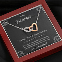Load image into Gallery viewer, To My Badass Wife, The Day I Met You My Life Changed, Interlocking Heart Necklace For Women, Anniversary Birthday Gifts From Husband
