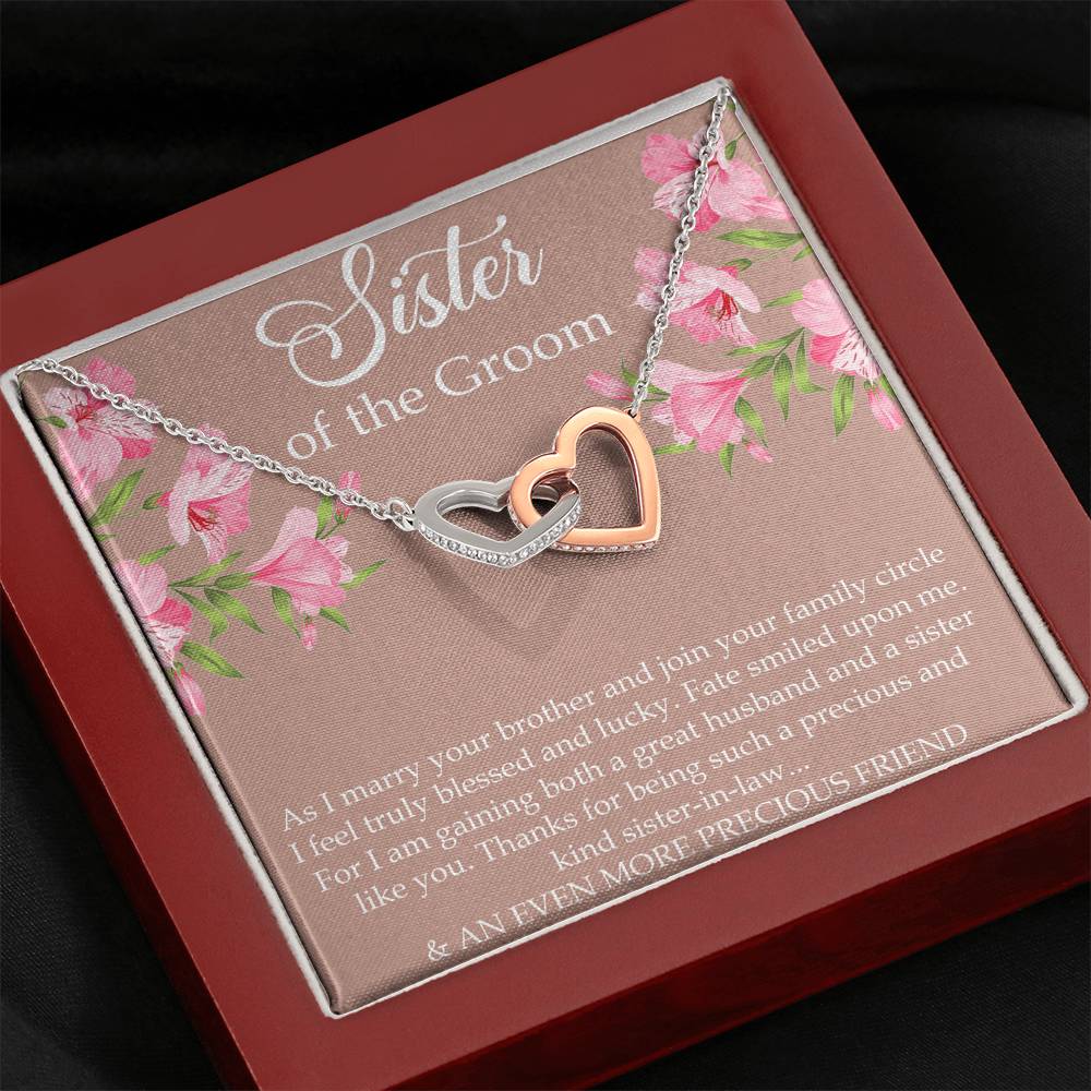 Sister of the Groom Gifts, As I Marry Your Brother, Interlocking Heart Necklace For Women, Wedding Day Thank You Ideas From Bride