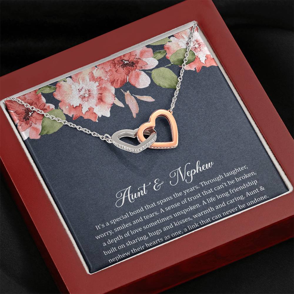 To My Aunt Gifts, Aunt and Nephew Bond, Interlocking Heart Necklace For Women, Aunt Birthday Present From Nephew