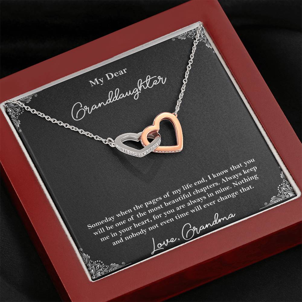 To My Granddaughter Gifts, One Of The Most Beautiful Chapters, Interlocking Heart Necklace For Women, Birthday Present Idea From Grandma