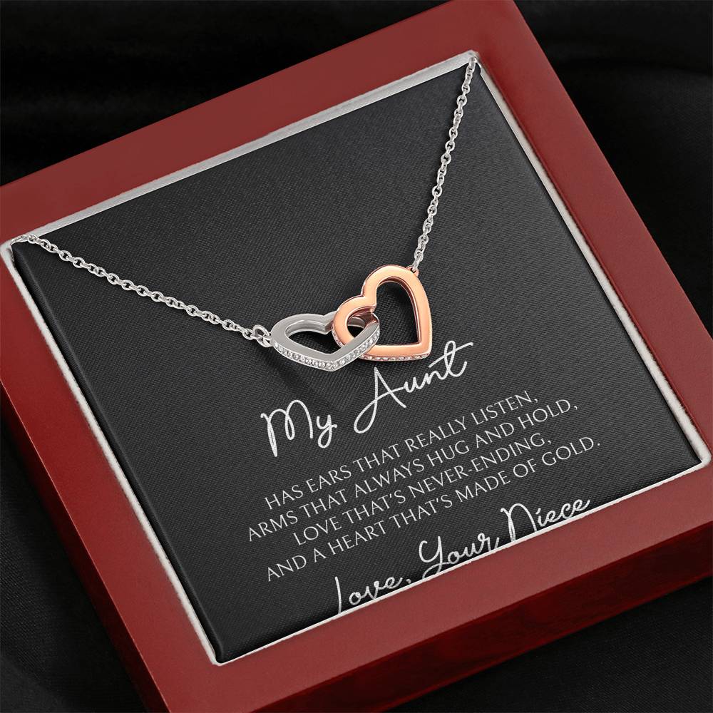 To My Aunt Gifts, Love That's Never Ending, Interlocking Heart Necklace For Women, Birthday Present Idea From Niece